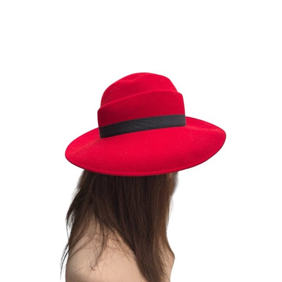 Vintage Red/Black Doeskin Felt 100% Wool Hat Geo Bollman Co. USA Made main image 16